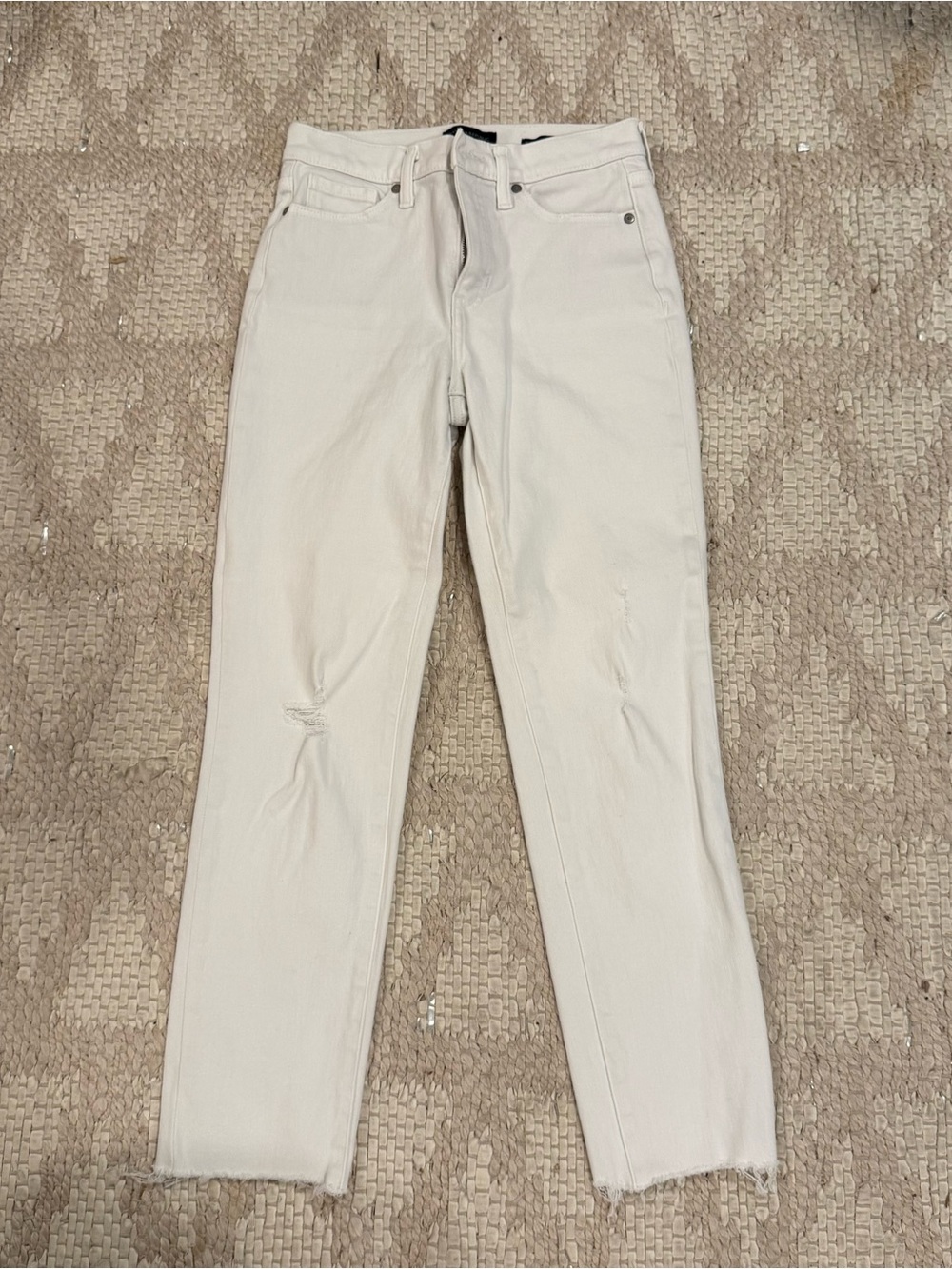 Banana Republic White High-Rise Distressed Slim Jeans